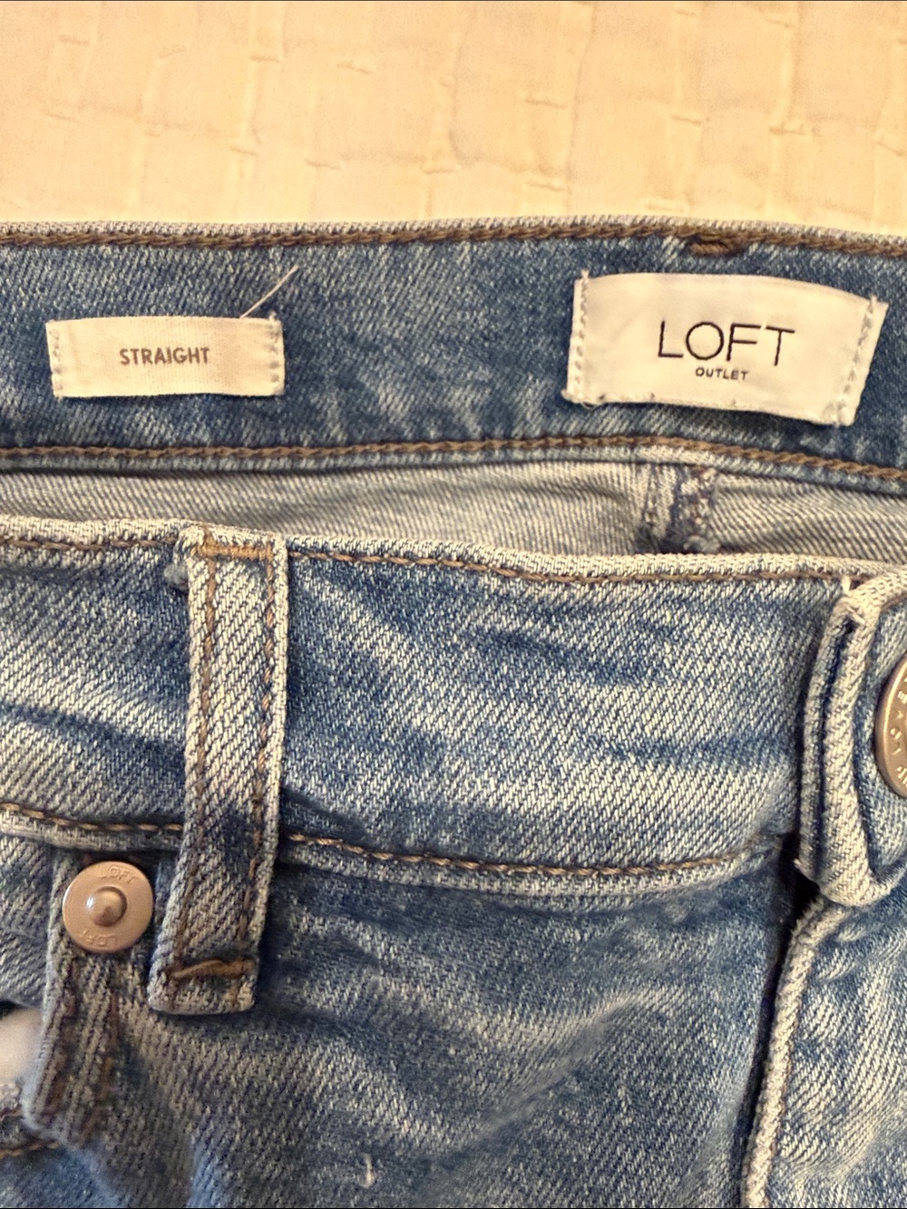 LOFT Outlet Women's Straight Denim Jeans in Light Blue Wash